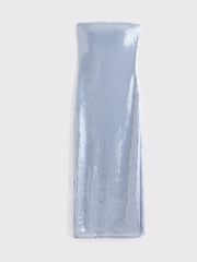 Abercrombie & Fitch Blue Strapless Sequin Occasion Midi Dress - Image 5 of 6