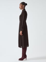 LK Bennett Brown Cody Polka Dot Print Pocket Shirt Dress - Image 2 of 4