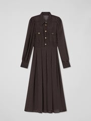 LK Bennett Brown Cody Polka Dot Print Pocket Shirt Dress - Image 4 of 4