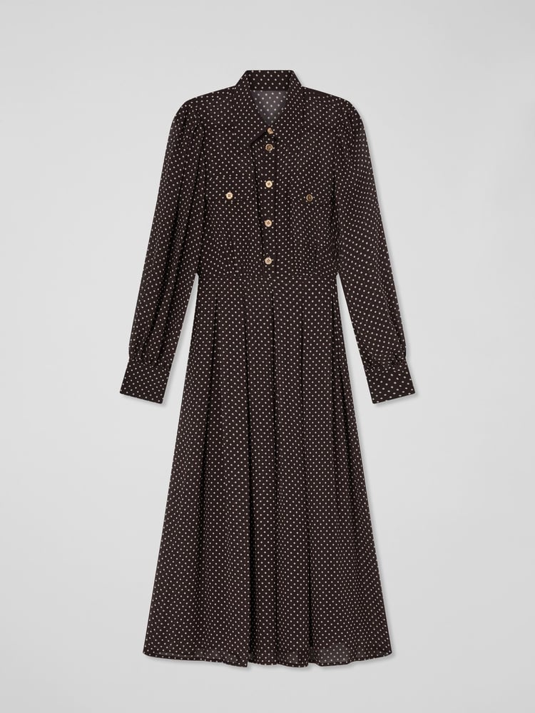 LK Bennett Brown Cody Polka Dot Print Pocket Shirt Dress - Image 4 of 4
