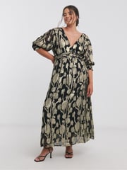 Simply Be Black Jacquard Maxi Dress - Image 1 of 4