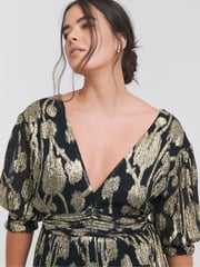 Simply Be Black Jacquard Maxi Dress - Image 3 of 4