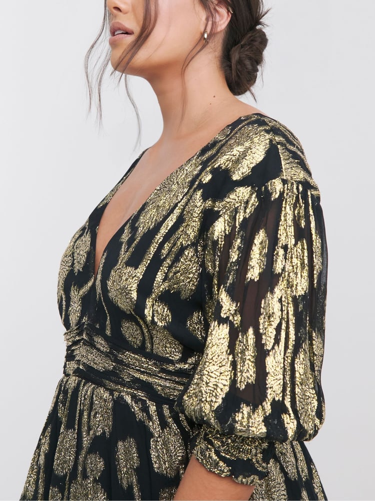 Simply Be Black Jacquard Maxi Dress - Image 4 of 4