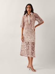 Monsoon Nude Alanna Sheer Appliqué Midi Skirt - Image 5 of 5