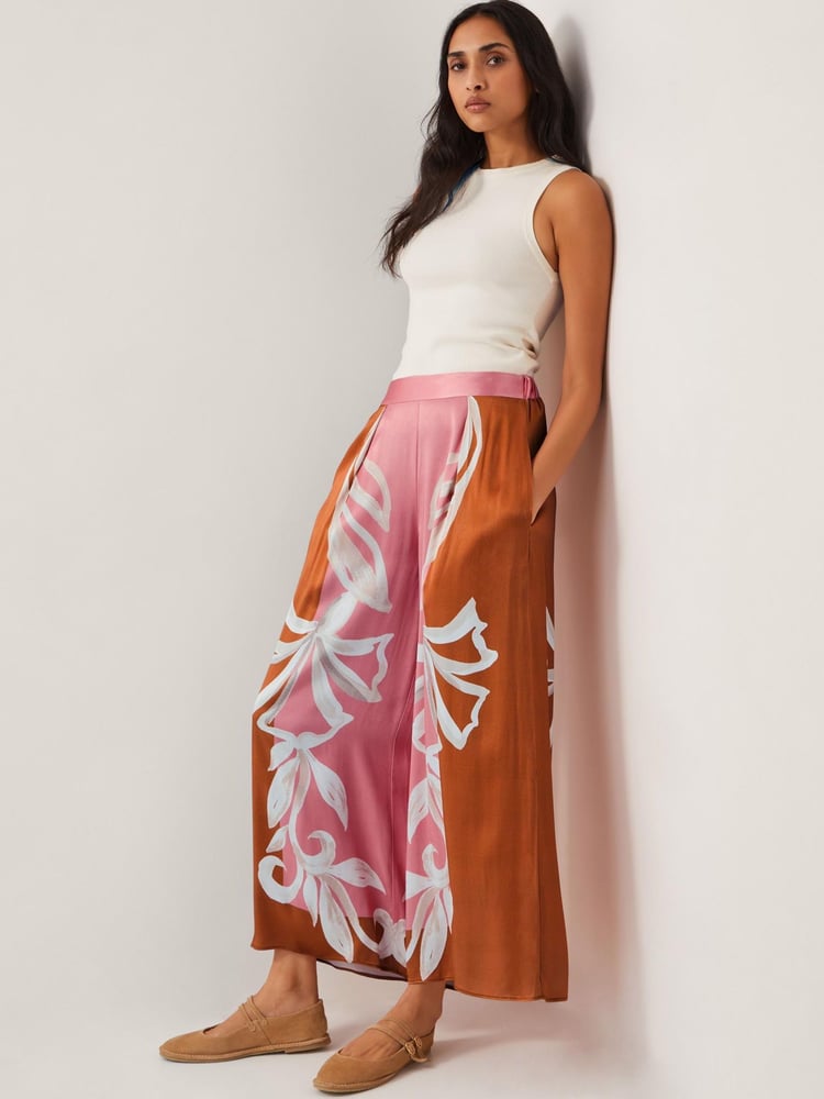 Monsoon Pink Tabitha Floral Print Wide Leg Trousers - Image 5 of 5