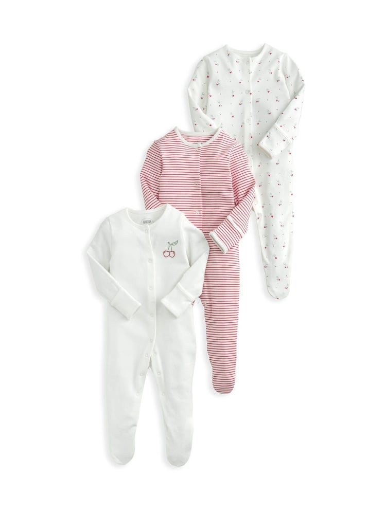 Mamas & Papas 100% Cotton Bicycle Print Sleepsuits 3 Pack - Image 2 of 3