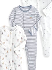 Mamas & Papas 100% Cotton Bicycle Print Sleepsuits 3 Pack - Image 2 of 2