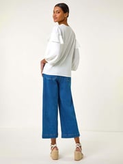 Roman White Frill Front Woven Top - Image 3 of 5