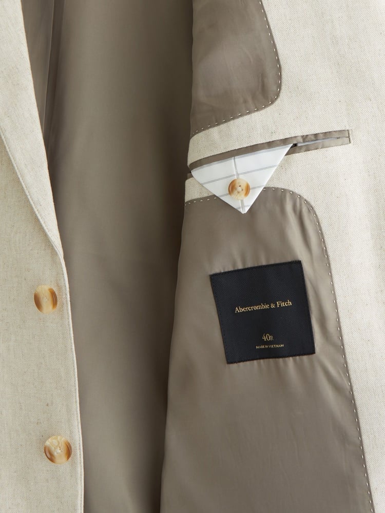 Abercrombie & Fitch Single Breasted Linen Blazer - Image 11 of 11