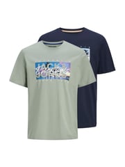 JACK & JONES Junior Blue Logo Printed 100% Cotton T-Shirts 2 Pack - Image 1 of 3