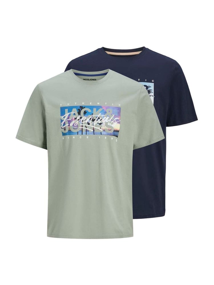 JACK & JONES Junior Blue Logo Printed 100% Cotton T-Shirts 2 Pack - Image 1 of 3