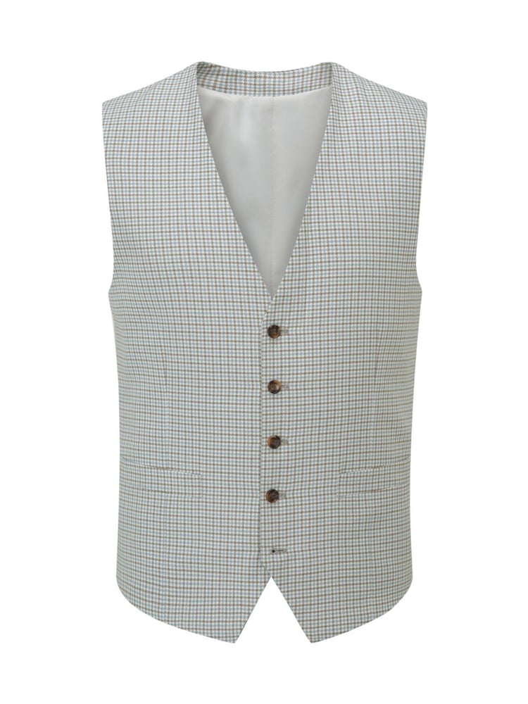 Skopes Grey Skopes Tailored Fit Puppytooth Check Carter Waistcoat - Image 3 of 3