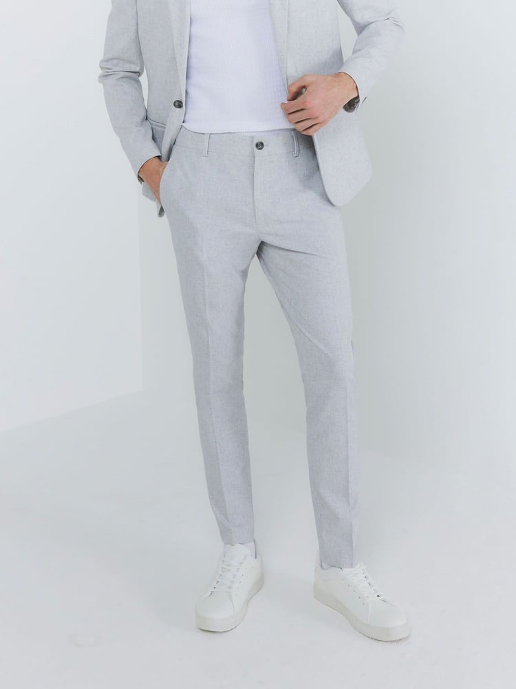 River Island Grey Skinny Textured Trousers - Image 1 of 4