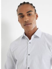 River Island White Pinstripe 100% Cotton Formal Shirt - Image 2 of 4