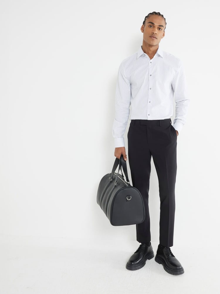 River Island White Pinstripe 100% Cotton Formal Shirt - Image 4 of 4