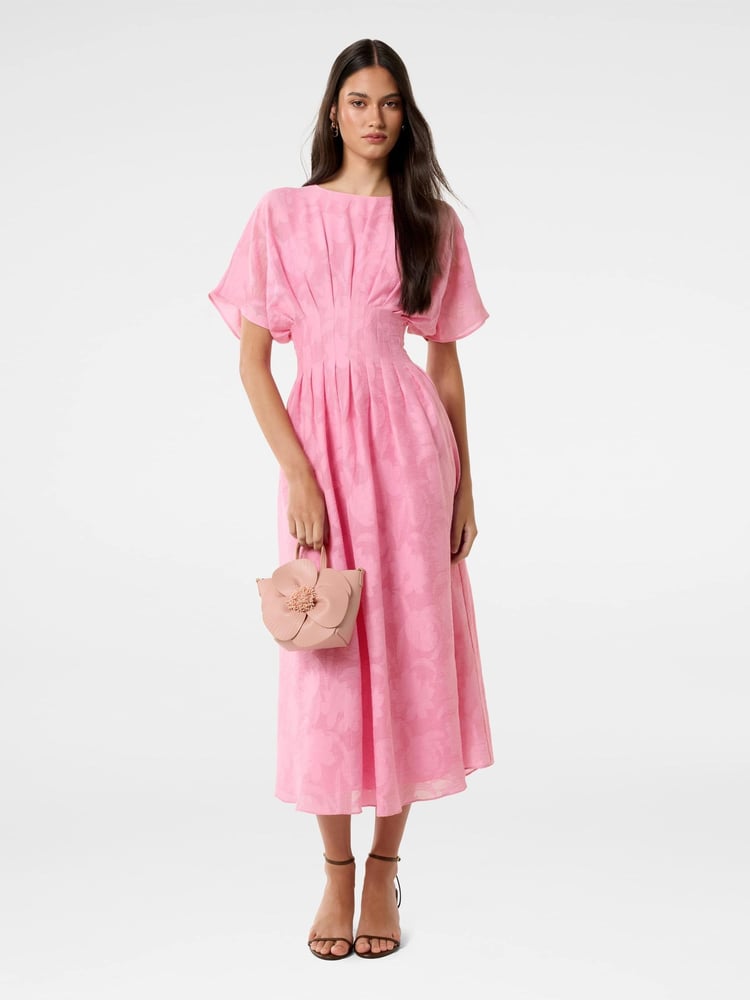 Forever New Pink Eve Jacquard Seam Midi Dress - Image 5 of 5