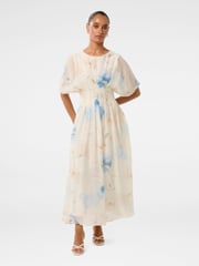 Forever New White Petite Eve Seam Detail Midi Dress with a Touch Of Linen - Image 1 of 4