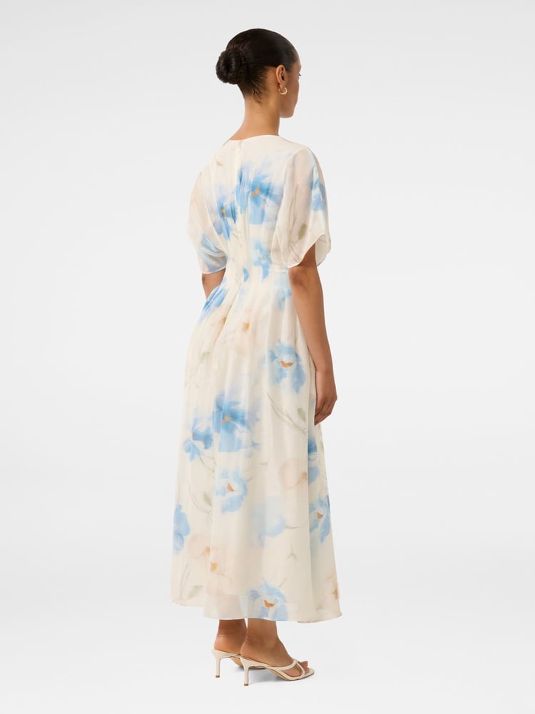 Forever New White Petite Eve Seam Detail Midi Dress with a Touch Of Linen - Image 2 of 4