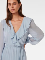 Forever New Blue Orla Ruffle Godet Midi Dress - Image 4 of 4
