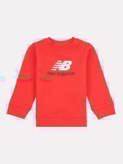 New Balance Red Kids 100% Cotton French Terry Stacked Logo Crew Sweat Top - Image 1 of 3