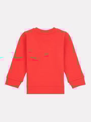 New Balance Red Kids 100% Cotton French Terry Stacked Logo Crew Sweat Top - Image 2 of 3