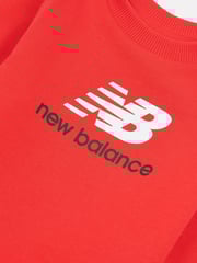 New Balance Red Kids 100% Cotton French Terry Stacked Logo Crew Sweat Top - Image 3 of 3