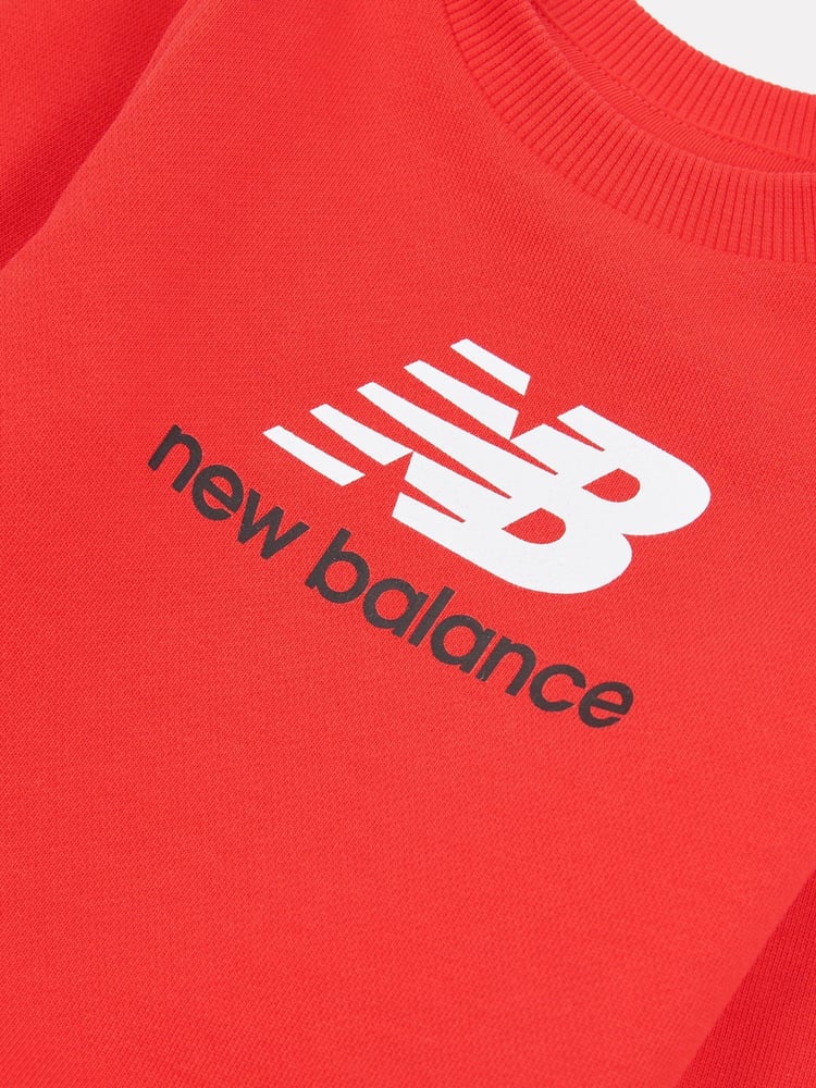 New Balance Red Kids 100% Cotton French Terry Stacked Logo Crew Sweat Top - Image 3 of 3