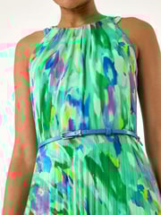 Roman Green Blurred Print Pleated Maxi Dress - Image 5 of 5