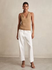 Reiss Gold Sia Metallic-Knit Twist-Neckline Vest - Image 3 of 6