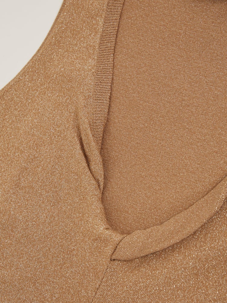 Reiss Gold Sia Metallic-Knit Twist-Neckline Vest - Image 6 of 6