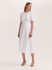 Finery White Mela Cotton Broderie Midi Tea Dress - Image 1 of 4