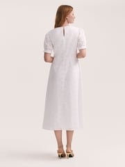 Finery White Mela Cotton Broderie Midi Tea Dress - Image 4 of 4