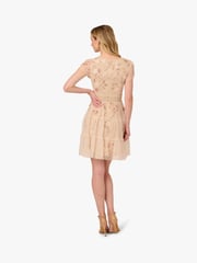 Adrianna Papell Pink Bead Mesh Cocktail Dress - Image 3 of 6