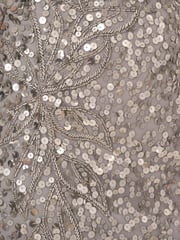 Adrianna Papell Silver Beaded Mesh Long Dress - Image 4 of 6