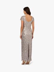 Adrianna Papell Silver Beaded Mesh Long Dress - Image 5 of 6