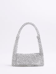 River Island Silver Beaded Clutch Bag - Image 1 of 5