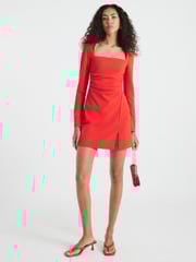 River Island Orange Square Neck A-Line Mini Dress - Image 3 of 4