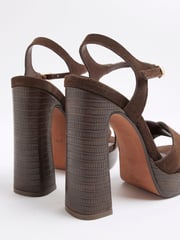 River Island Brown Cross Strap Platform Sandals - Image 2 of 6