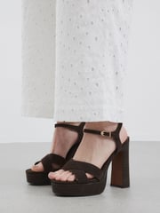 River Island Brown Cross Strap Platform Sandals - Image 3 of 6