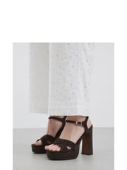 River Island Brown Cross Strap Platform Sandals - Image 4 of 6
