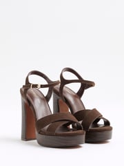 River Island Brown Cross Strap Platform Sandals - Image 5 of 6