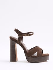 River Island Brown Cross Strap Platform Sandals - Image 6 of 6