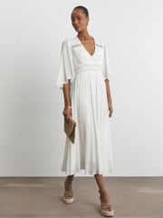 Joanna Hope Crinkle White Dress With Details - Image 1 of 4