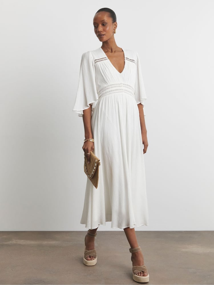Joanna Hope Crinkle White Dress With Details - Image 1 of 4