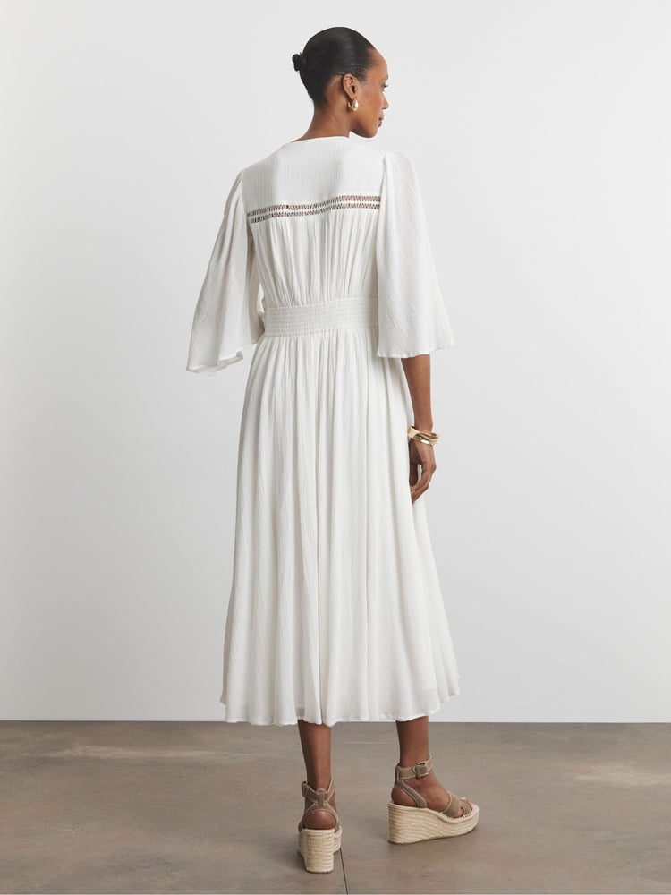 Joanna Hope Crinkle White Dress With Details - Image 2 of 4