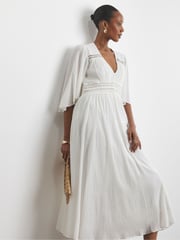 Joanna Hope Crinkle White Dress With Details - Image 3 of 4