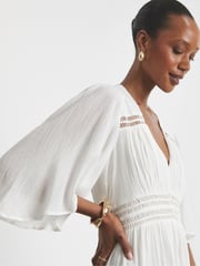 Joanna Hope Crinkle White Dress With Details - Image 4 of 4