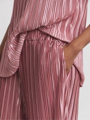 Joanna Hope Pink Plisse Wide Leg Trousers - Image 3 of 5