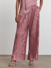Joanna Hope Pink Plisse Wide Leg Trousers - Image 4 of 5
