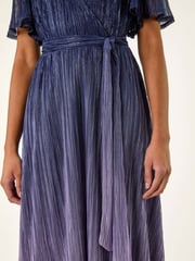 Roman Blue Ombre Plisse Midi Wrap Dress - Image 5 of 5